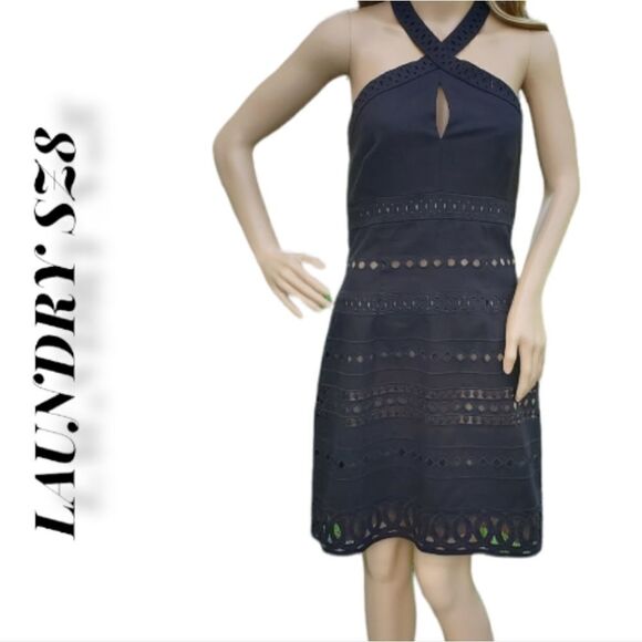 LAUNDRY LINEN HALTER DRESS SZ 8 - Picture 1 of 16